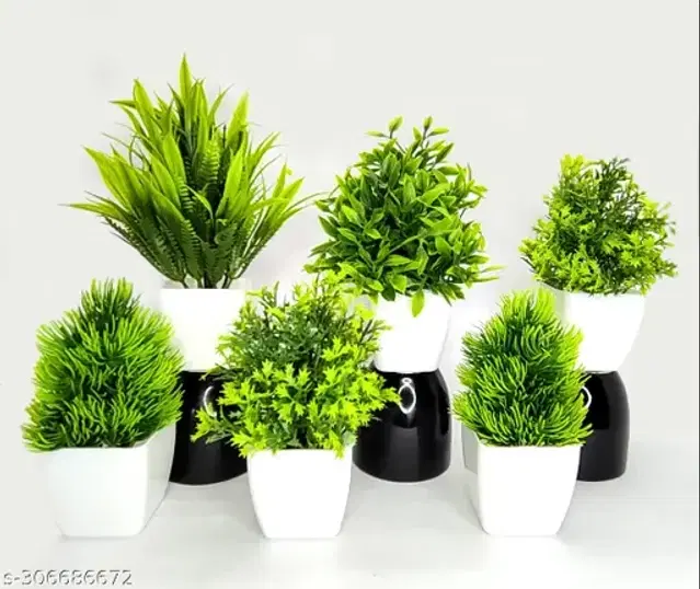 Aakrish 6-Piece Realistic Artificial Plant Set for Home Decor and Living Room lifelike faux plants - Perfect Gift Idea