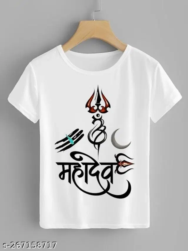 Round Neck Printed T-Shirt for Boys (White, 14-15 Years)