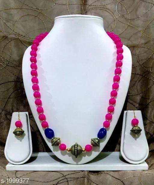 Antique Beads & Glass Beads Jewellery Set for Women, Pink
