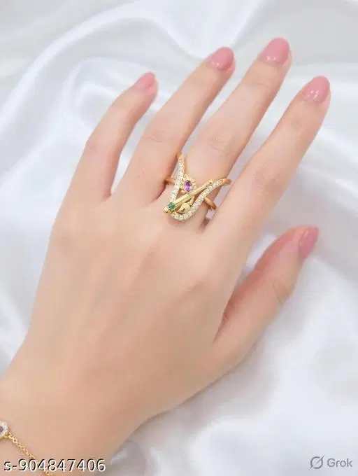 Gold Ring for Women (Gold, Free Size)