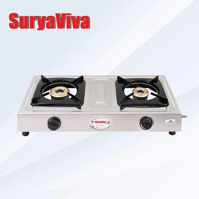SURYAVIVA NEO 2B 2 Cast Iron Stainless Steel Manual Gas Stove (2 Burners)