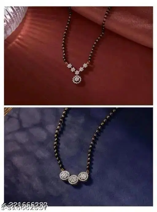 White Single Strand Mangalsutra for Women, Pack of 2 (Free Size)