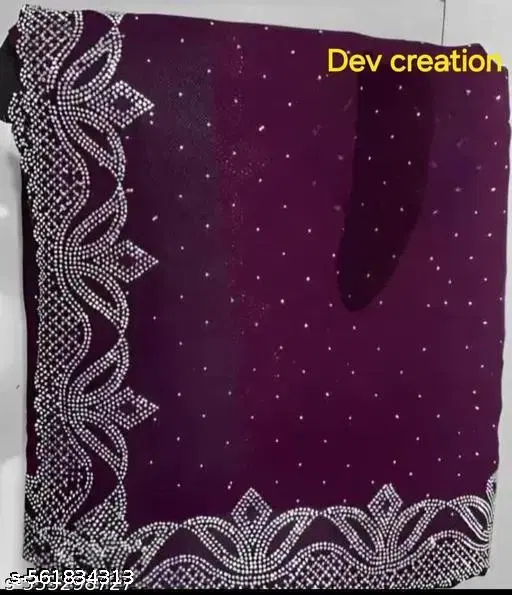 Georgette Embroidered Saree For Women, Purple