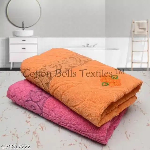 Cotton Bath Towels, Orange & Pink, 75x150 cm, Pack of 2