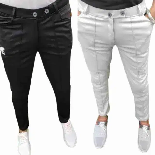Modal Track Pant for Men, Pack of 2 (Black & Off White, Free Size)