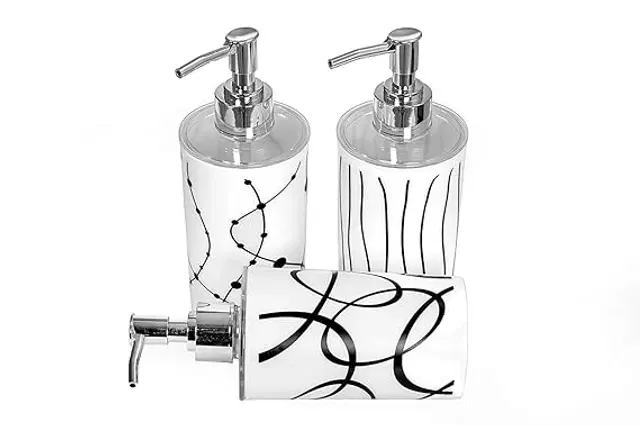 Plastic Long Lasting Liquid Soap Dispenser, White, 350 ml, Pack of 3