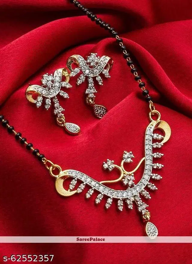 Alloy Mangalsutra with Earrings for Women, Set of 1 (Multicolor)