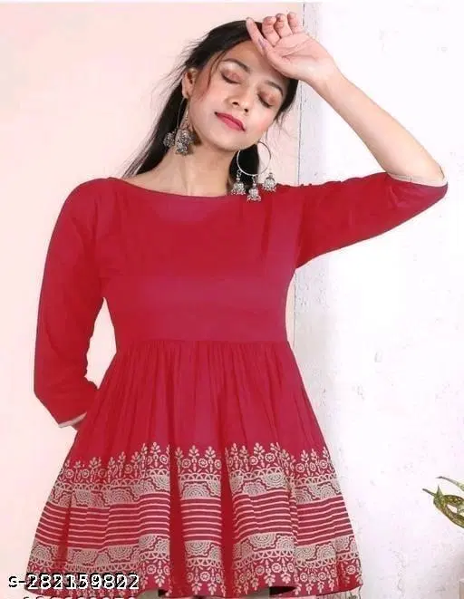 Rayon Top For Women, Maroon (M)