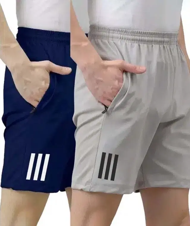 Lycra Shorts For Men, Pack Of 2, Black & Grey (30)