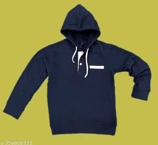 Cotton Blend Printed Hoodie for Girls (Navy Blue, 1-2 Years)