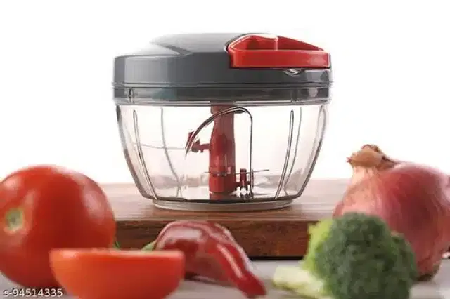Plastic Manual Chopper, Black & Red, 500 ml