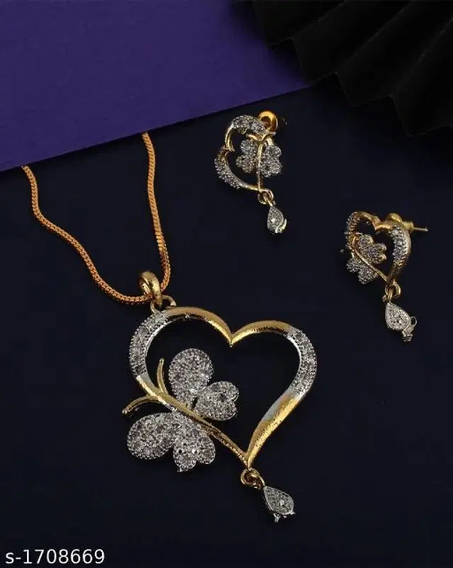 Alloy Necklace with Earrings for Women, Set of 1 (Multicolor)