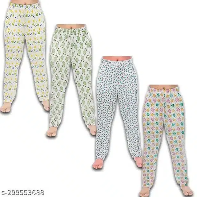 Cotton Pant for Girls, Pack of 4 (Multicolor, 4-5 Years)
