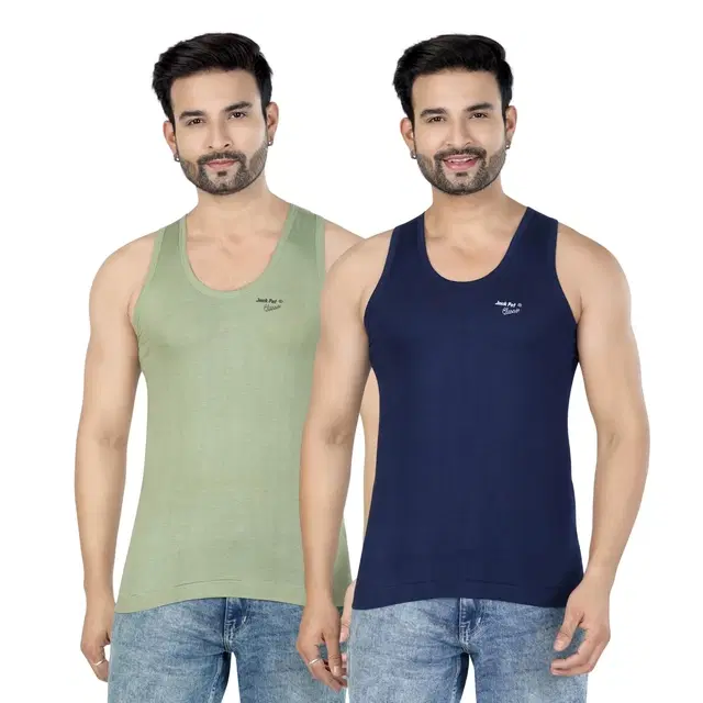 Cotton Jym Vest for Men, Multicolour, Pack of 2 (XL)