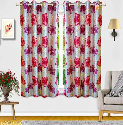 KANUSHI Industries® 2 Pieces Washable Polyster Eyelet Window Curtain Set (1001) (RK-CUR-1001-5FEET-2PCS) (5 FEET)…