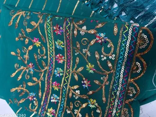 Georgette Printed Saree for Women, Teal (6.3 M)