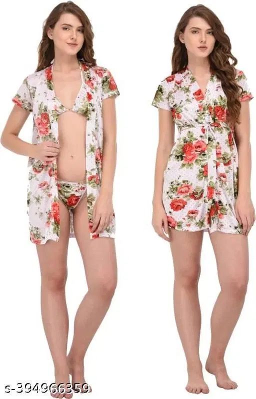 Satin Solid Babydoll for Women, Orrange (S)