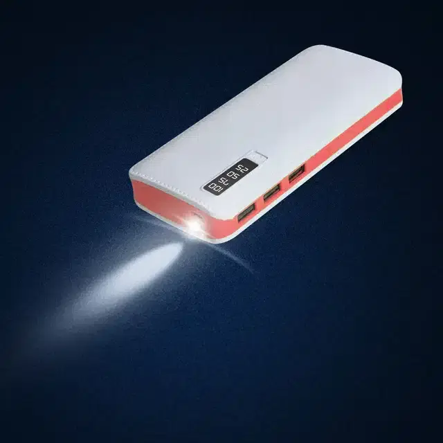 Portable Inbuilt Cables Power Bank, Red & White, 20000 mah