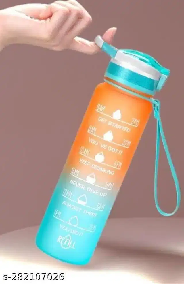 Plastic Vacuum Insulated Water Bottle for Kids, Orange & Blue, 1000 ml