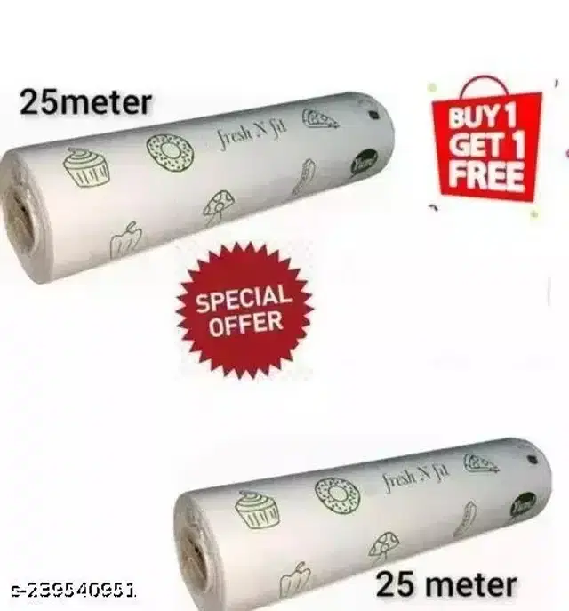 Food Wrapping Butter Paper Roll, Pack of 2, 25 m