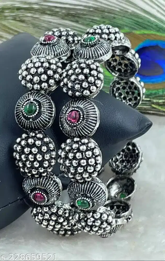 Trendy Bangles for Women (Silver, 2.8)