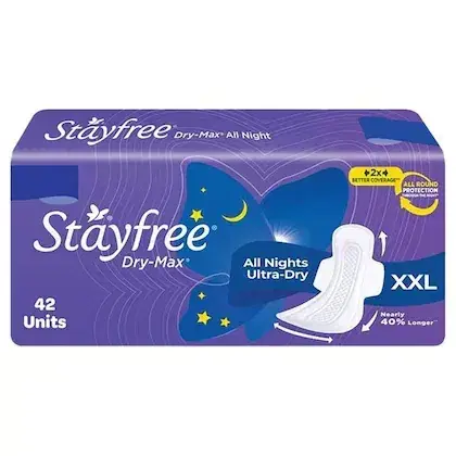Stayfree Dry Max All Night Sanitary Pad - XXL (42 Pcs)