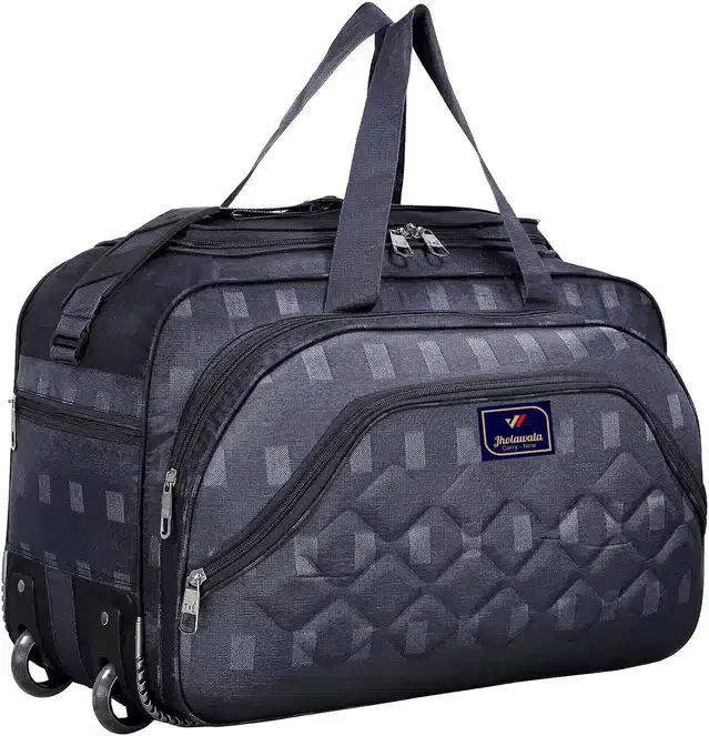 Polyester Traveling Luggage Bag with Wheels, Grey,60 L