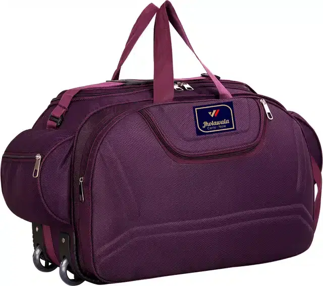 Nylon Traveling Luggage Bag with Wheels, Purple,60 L