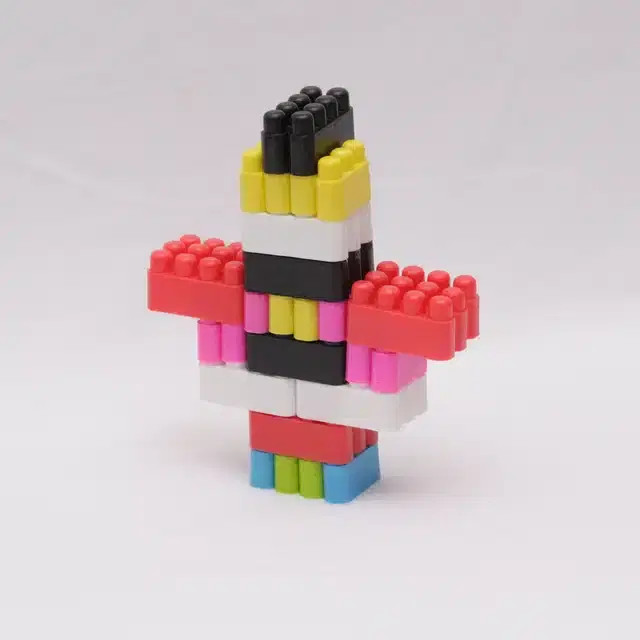 Plastic Educational Big Bullet 120 Pcs Building Blocks Toy Set for Kids, Multicolor