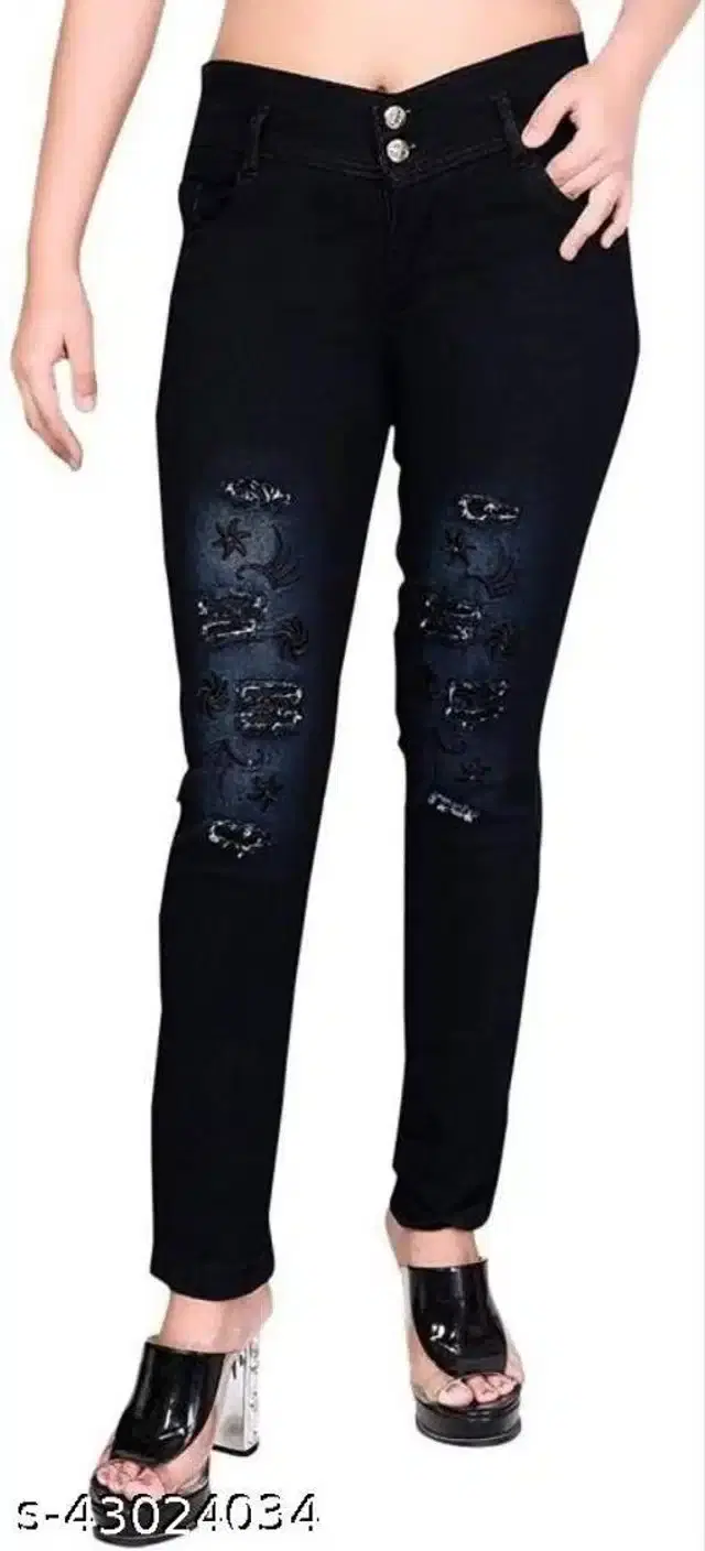 Denim Jeans for Girls (Black, 5-6 Years)