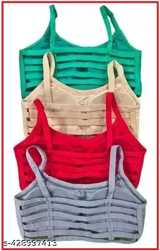 Cotton Solid Bras for Women, Assorted, Pack of 4 (34B)