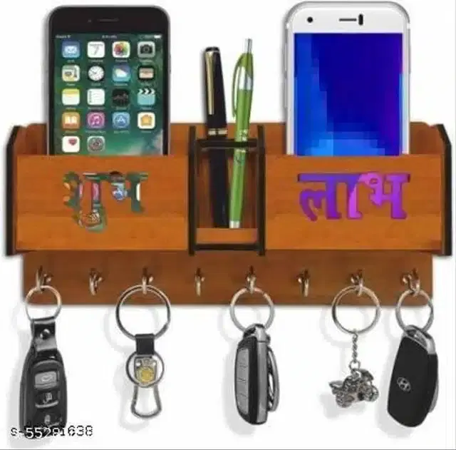 Wooden Key & Mobile Holder, Brown