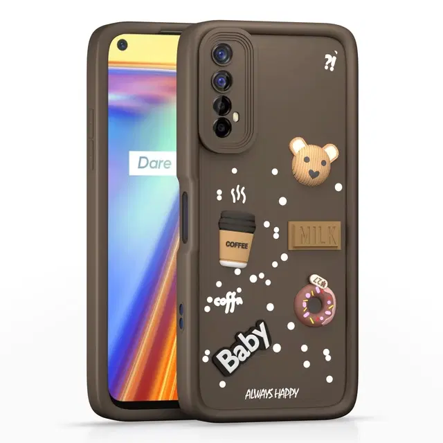 Rubber Mobile Back Cover for Realme 7 (Brown)