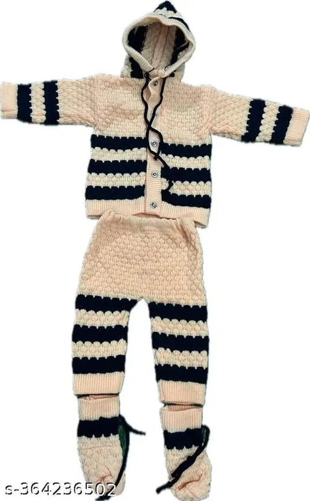 Woolen Clothing Set for Boys (6-12 Months, Lemon & Black)