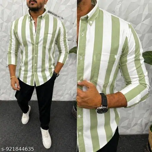 Cotton Shirt for Men (Green, M)