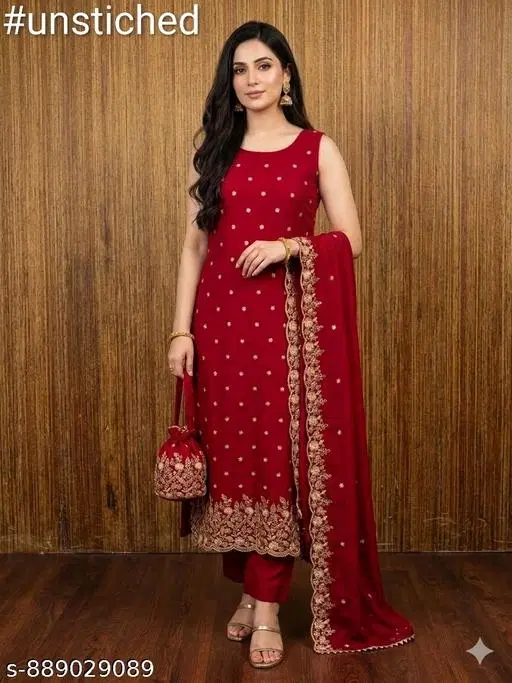 Embroidered Floral Patiala Suits for Women (6.85 meter (3XL)