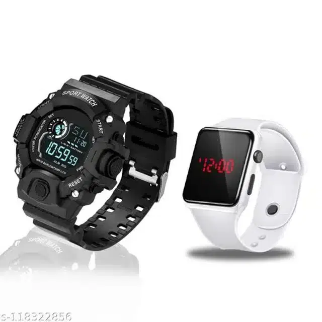 Sports with Digital Watch for Mens & Boys, Set of 2 (Multicolor)