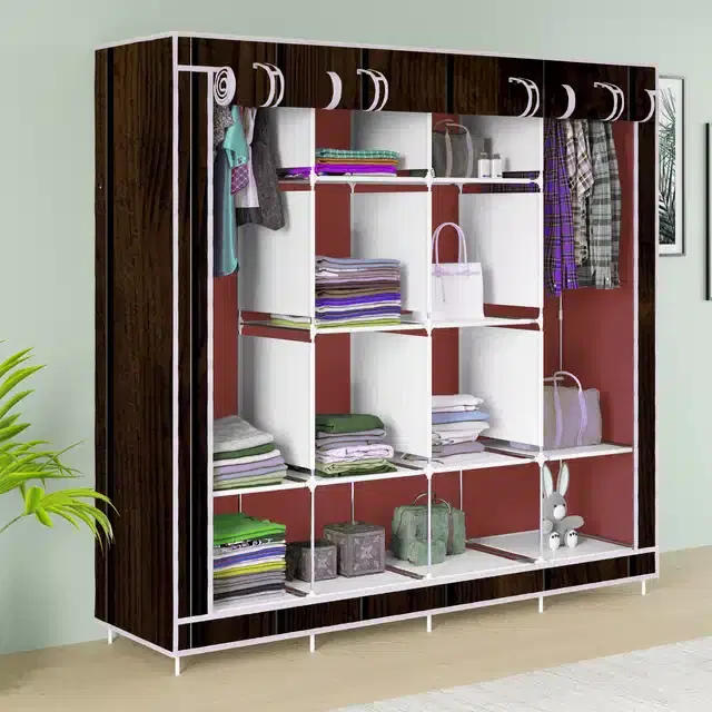 Carbon Steel 3 Door 12 Shelf Printed, Brown