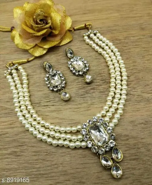 Elegant Alloy & Pearl Jewellery Sets