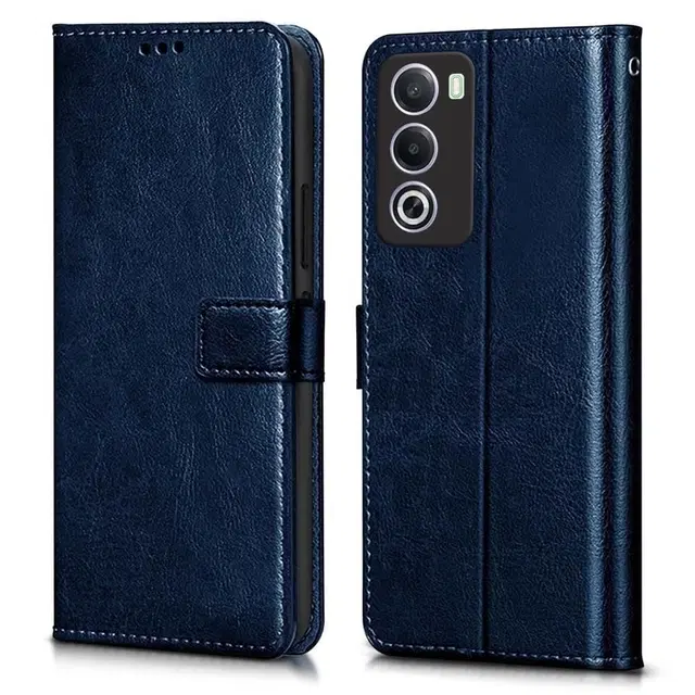 Artificial Leather Mobile Flip Cover for itel C671L / Itel_City 100 (Blue)