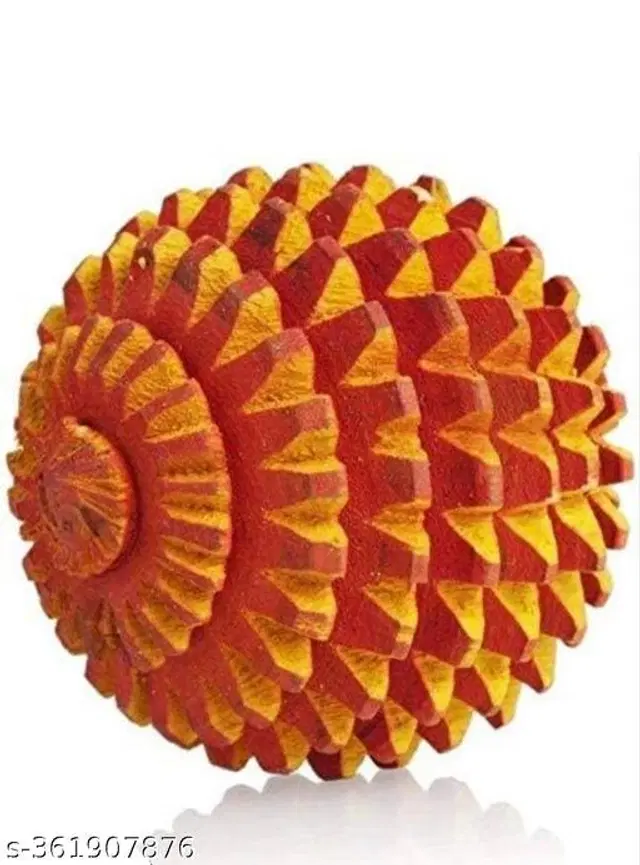 Wooden Hand Massager, Red & Yellow