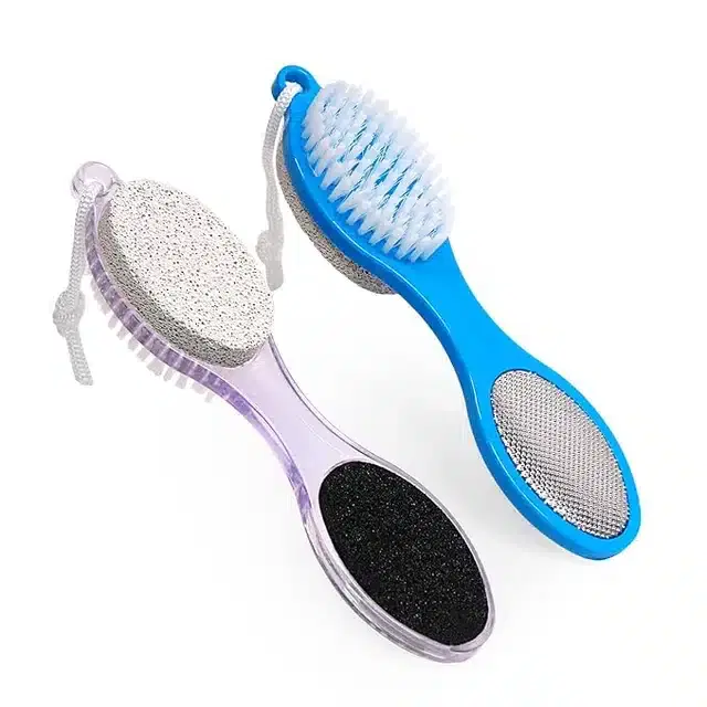 4 in 1 Pedicure and Manicure Paddle Brush, Multicolour, Pack of 2