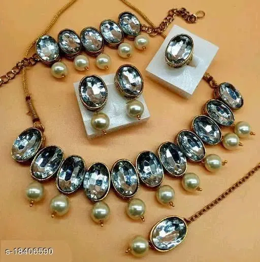 Elegant Alloy & Pearl Jewellery Sets