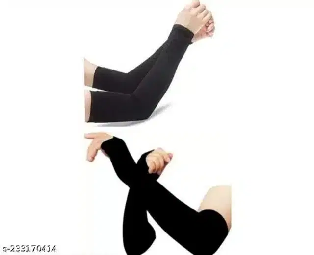 Polyester Arm Sleeves for Unisex, Set of 2 (Black)