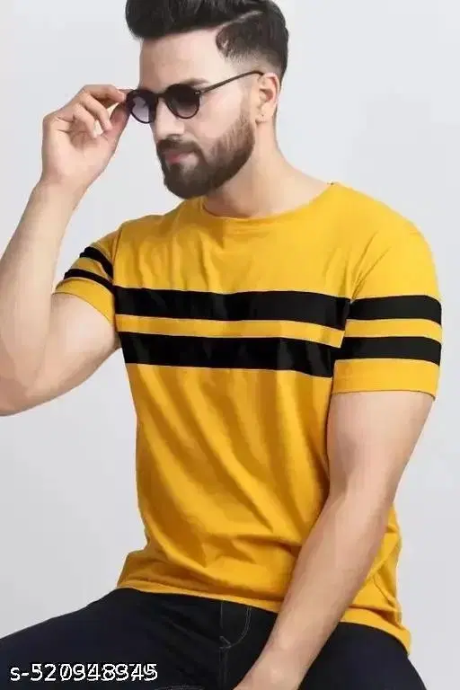 Cotton Blend T-shirt for Men, Yellow (L)