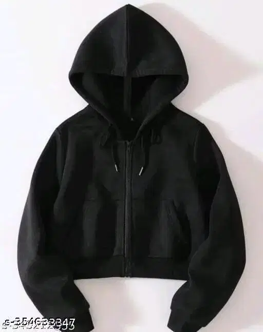 Fleece Hoodie for Women (Black, M)