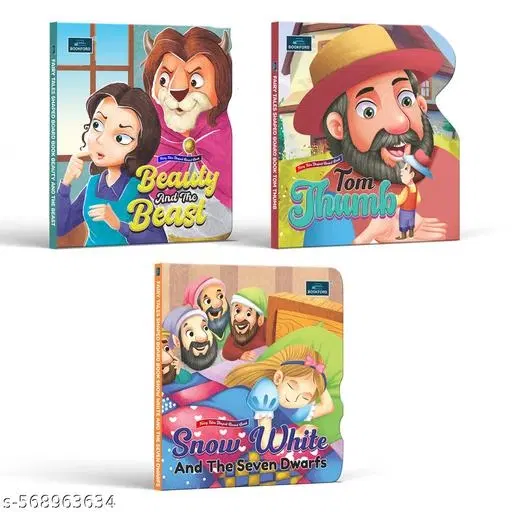 BOOKFORD Fairy Tale Shaped Board Book | Beauty and the Beast, Snow White, and Tom Thumb | for kids | fairy tales for kids | board book | story book | (Set of 3)