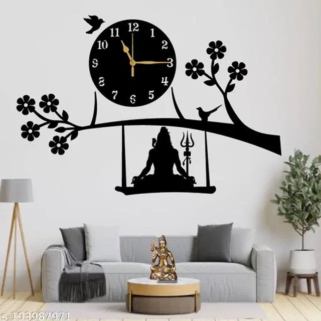 Wooden Wall Clock for Home, Black