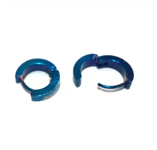 Metallic Hoop Studs for Men & Boys, Blue, Set of 1