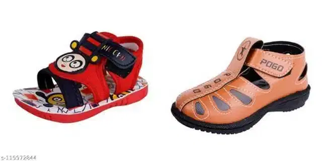 Velcro Sandals for Kids, Pack of 2 (Multicolor, 12-15 Months)